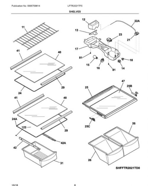 240350621 Electrolux Frigidaire Refrigerator Glass Shelf
